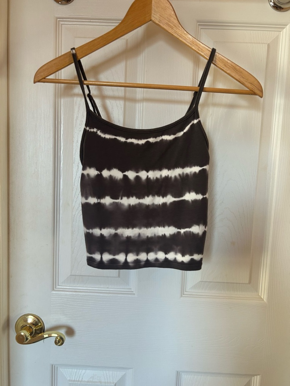 American Eagle Outfitters Grey & White Tie-Dye Crop Cami